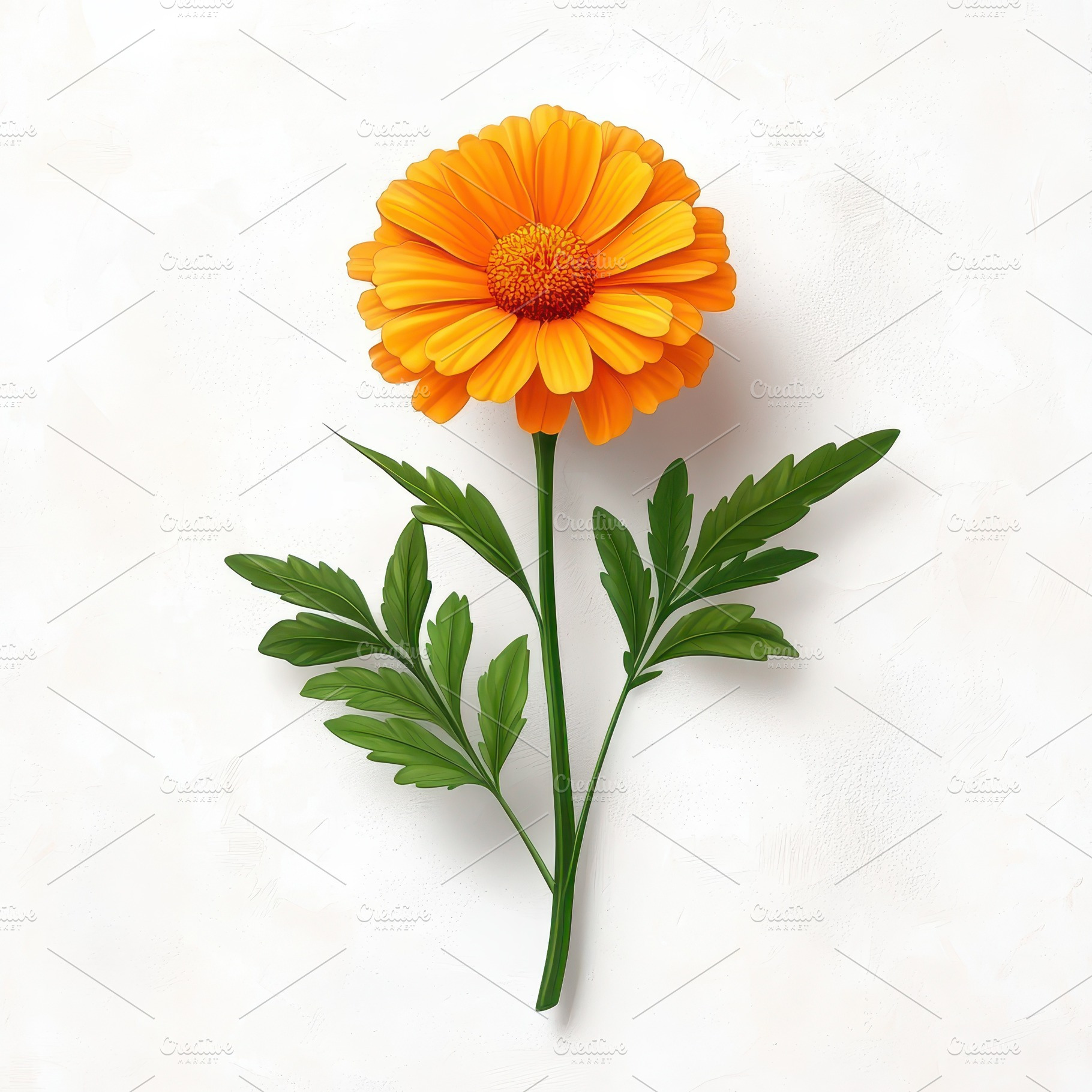 Orange flower botanical illustration, an Abstract Photo by Pixeness Studio