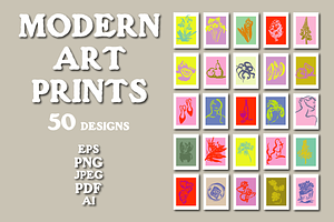 MODERN ART PRINT BUNDLE (50 designs), a Decorative Illustration by Bonfloret Studio