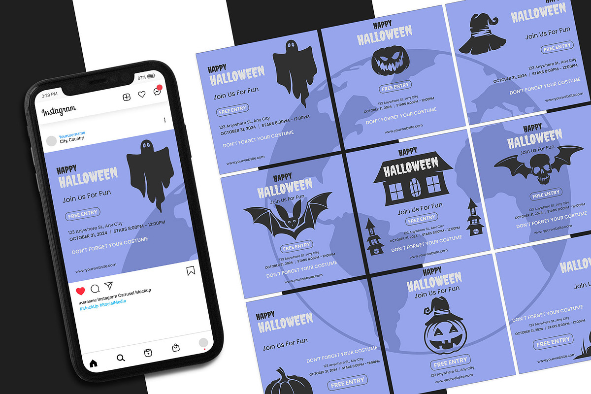 Halloween Instagram Post Puzzle, a Social Media Template by Artnivora.Std