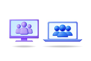 Computer monitor and laptop computer, a Technology Illustration by Abscent