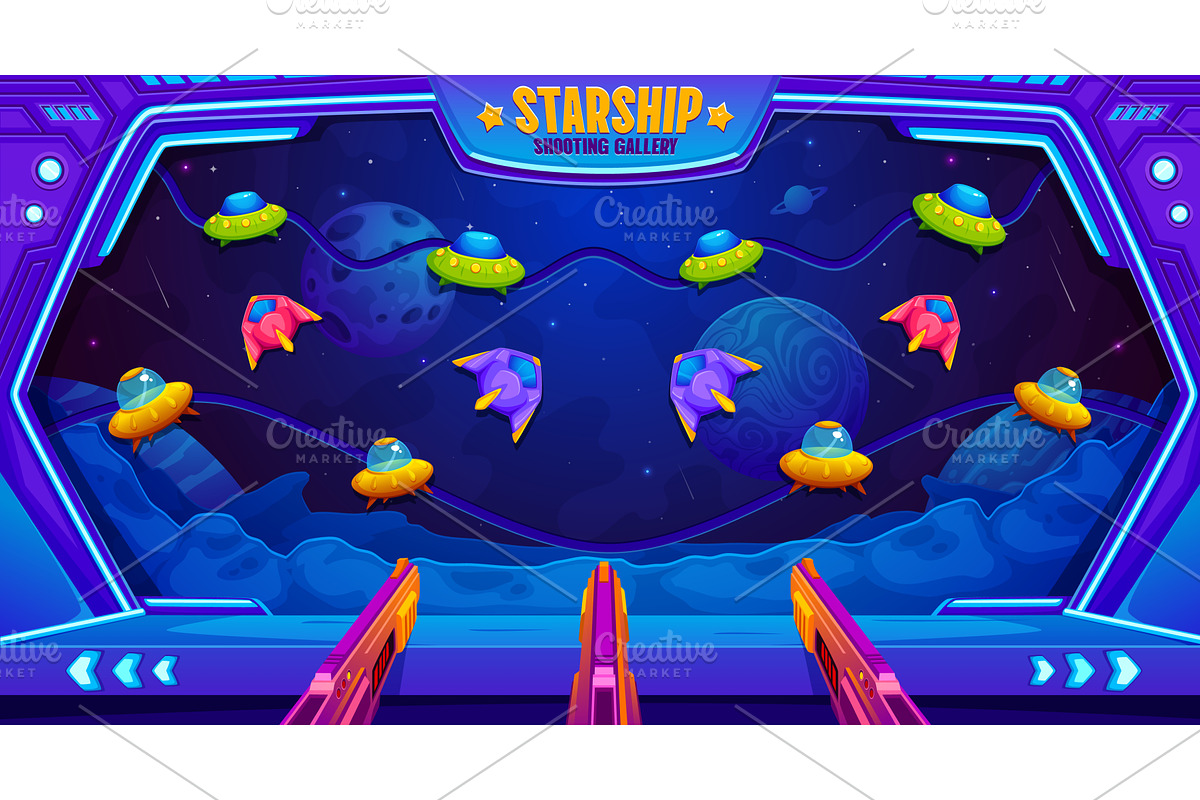 Space battle carnival shoot game, a Sport Illustration by Vector Tradition