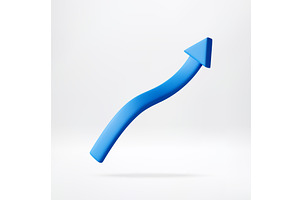 3D Blue arrow rising upward showing, an Object Illustration by Abscent
