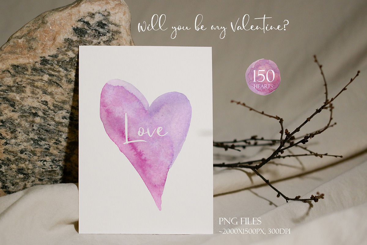Watercolor Hearts Set Valentines Day, an Object Graphic by NataliArkushArt (Photo 3 of 10)