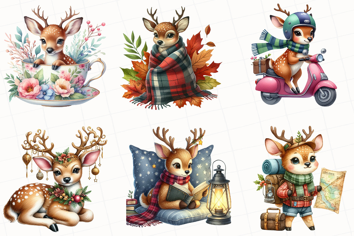 Watercolor Deer Sublimation Clipart, an Illustration by OK Design (Photo 5 of 5)