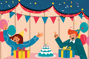 Pink Birthday Banner Illustration, a Decorative Illustration by graphicook
