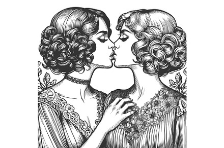Romantic Vintage Illustration of Two, a Person Illustration by AlexArt