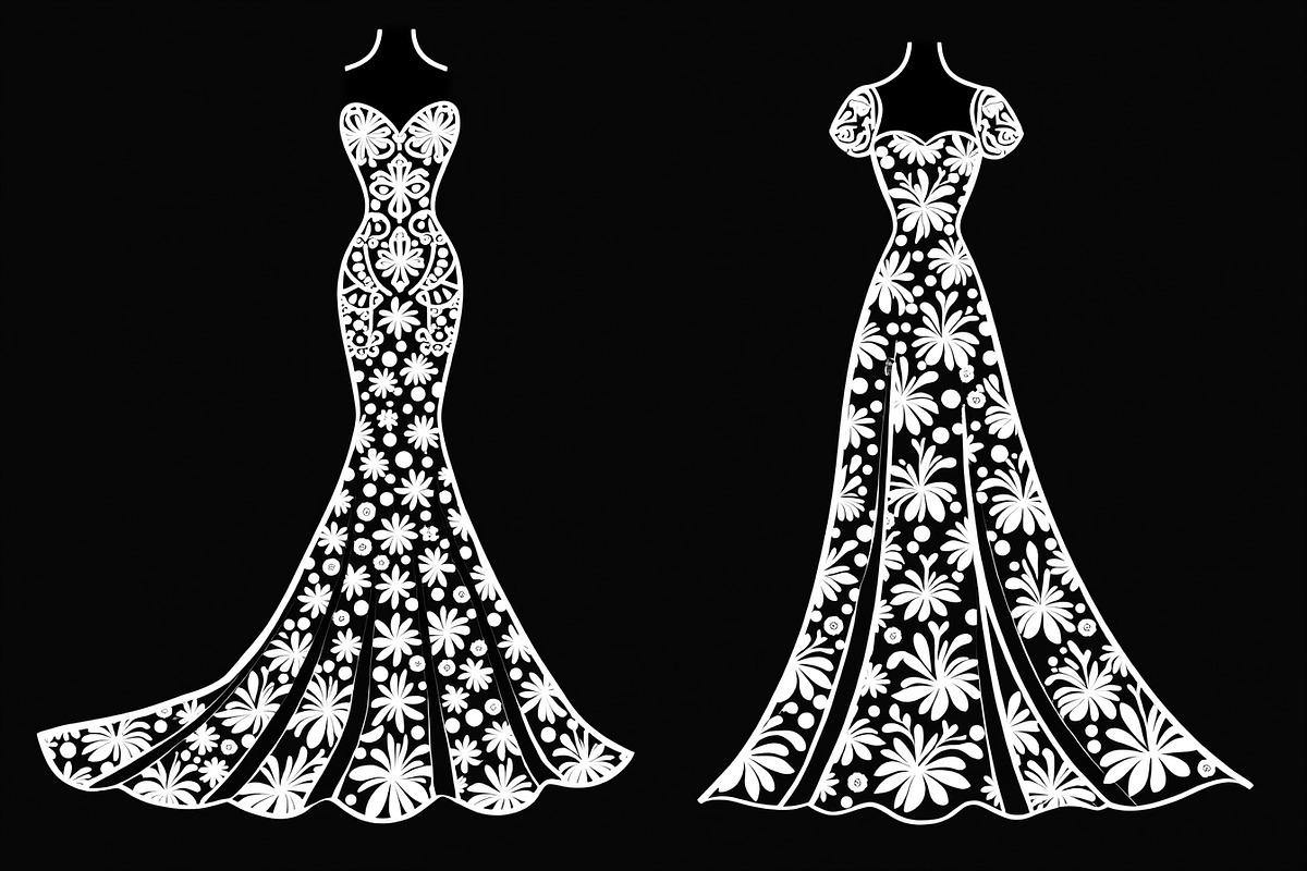 Wedding Dress Vector Pack, an Illustration by Gaye Art (Photo 4 of 21)