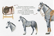 Horse sport watercolor clipart, a Sport Illustration by FerroDakora (Thumbnail 3 of 7)