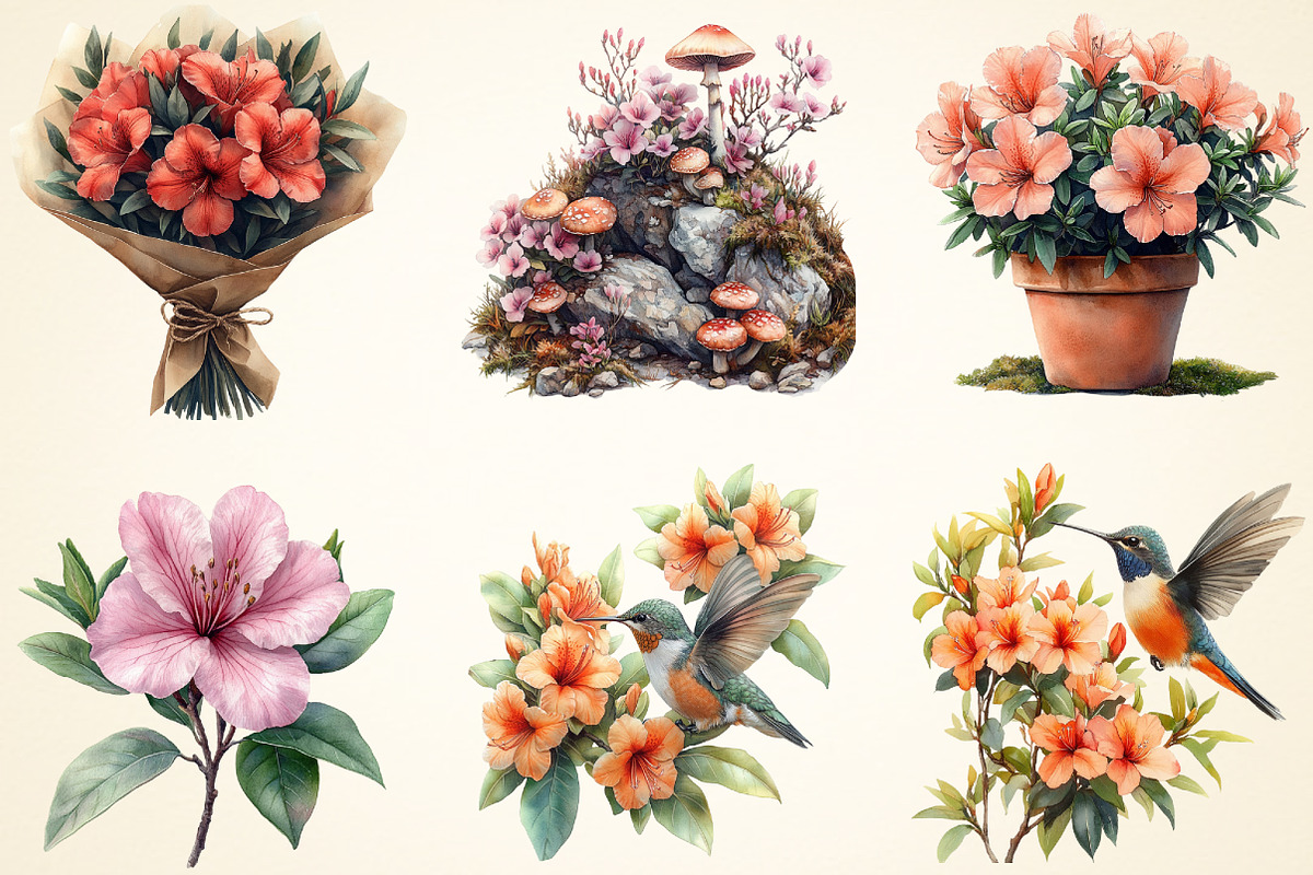 Spring Azalea Flower Clipart, a Work Illustration by OK Design (Photo 4 of 4)