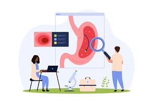 Diagnostics of stomach disease, a Healthcare Illustration by Flashvector