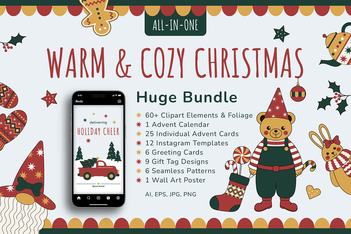 Warm & Cozy Christmas Winter Bundle, a Seasonal Illustration by Floralis (Photo 1 of 21)