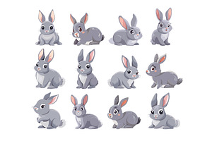 Bunny cartoon vector set. Cute, an Animal Illustration by Onyx