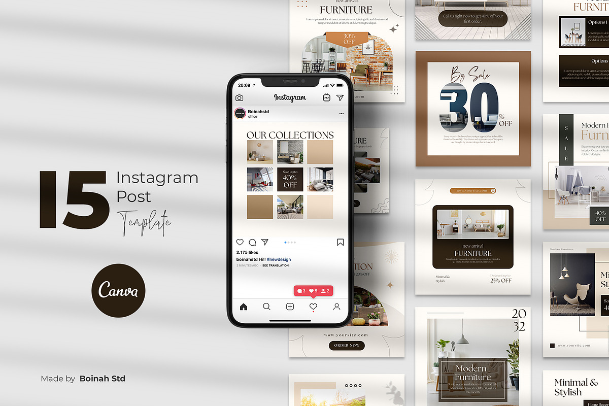 Furniture Instagram Post Canva, a Social Media Template by Boinah Studio (Photo 1 of 6)