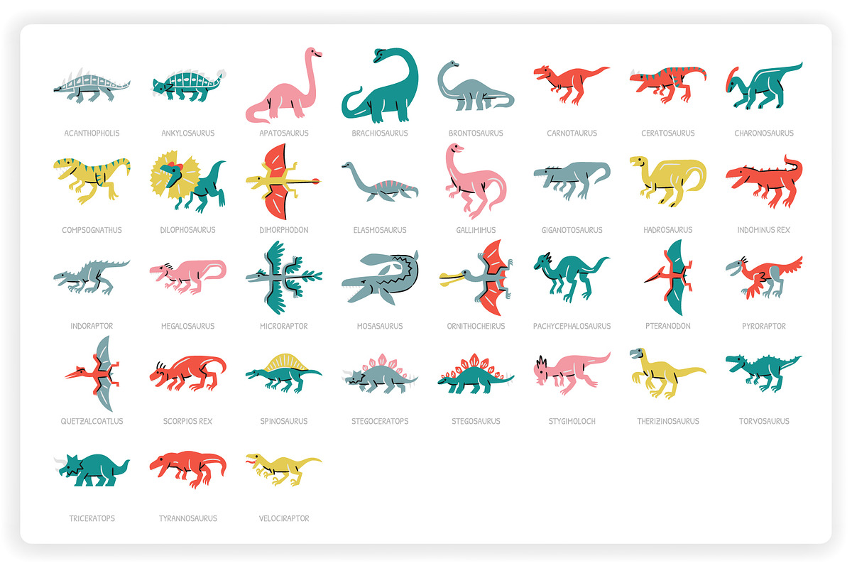 38 Dinosaur Elements x3 Styles, a Graphic by monkik (Photo 17 of 22)
