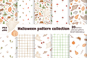 Watercolor Halloween patterns