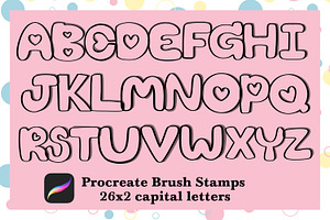 26x2 Alphabet Brush Stamps Procreate