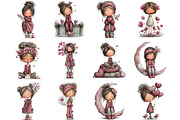 WHIMSICAL VALENTINE GIRL CLIPART, an Illustration by DreamArtGraphic (Thumbnail 3 of 4)