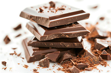 Milk chocolate bar on white background, a Food & Drink Photo by AlyaAnd