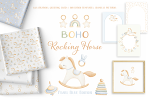 Boho Rocking Horse Pearl Blue
