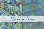 2 Hand Marbled Papers Blue Dreams, a Texture Graphic by Marblingdom (Thumbnail 1 of 3)