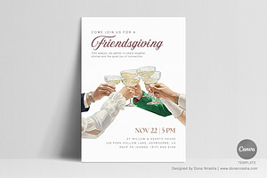 Friendsgiving Invite Canva Temp - 19, a Marketing Template by BloomToLife By Dona