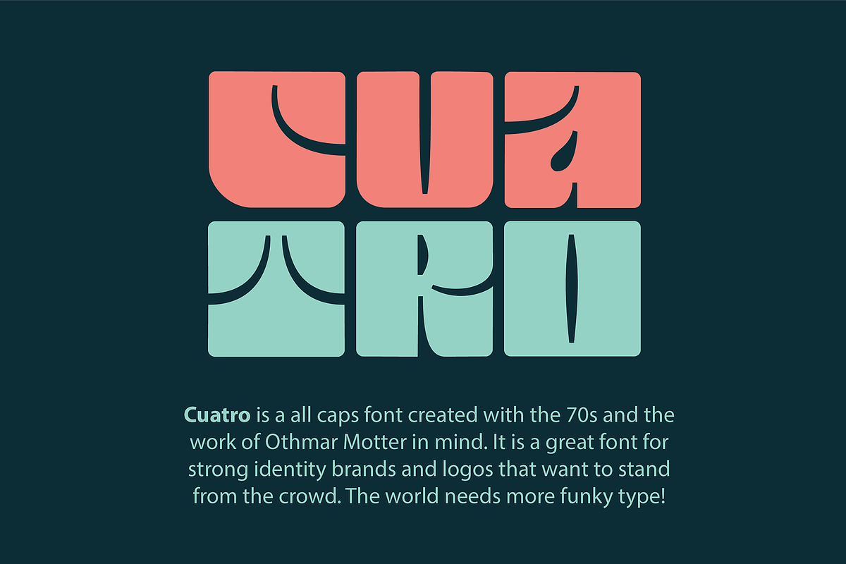 Cuatro Font, Funky Bold type 30% OFF, a Font by Francis Chouquet (Photo 1 of 5)