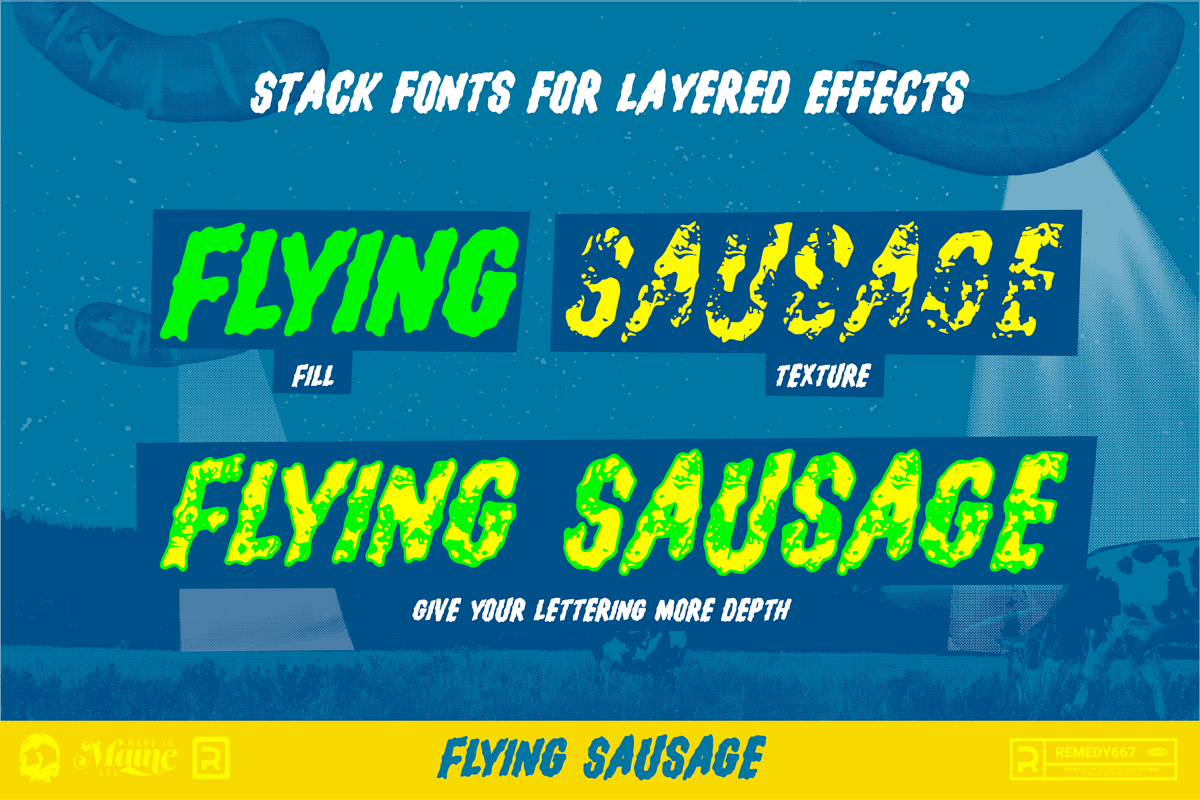 Flying Sausage - Layered Sci Fi Font preview 4