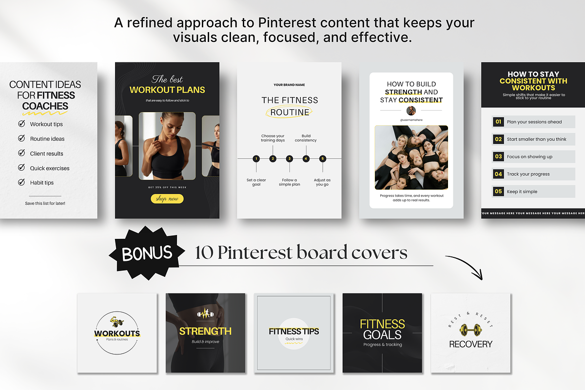 Fitness Pinterest Pin Templates, a Social Media Template by DigiPax (Photo 7 of 11)