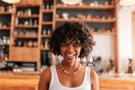 Happy young woman laughing, a Person Photo by Jacob Lund