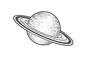 Saturn Planet In Solar System Sketch