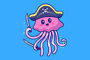 Cute Jellyfish Pirate Holding Sword, an Animal Illustration by Catalyst Labs (Thumbnail 3 of 3)