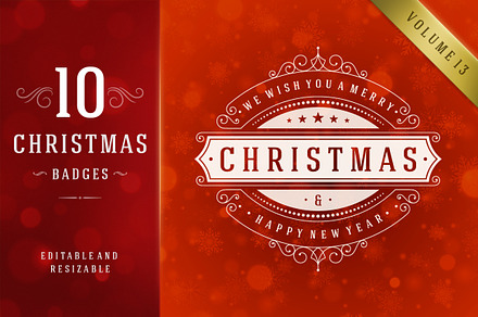 10 Christmas labels and badges, a Card Template by Vasya Kobelev