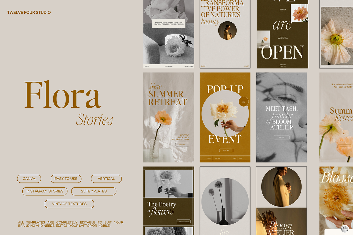 Flora Aesthetic Instagram Stories, a Social Media Template by Twelve Four Studio (Photo 2 of 7)