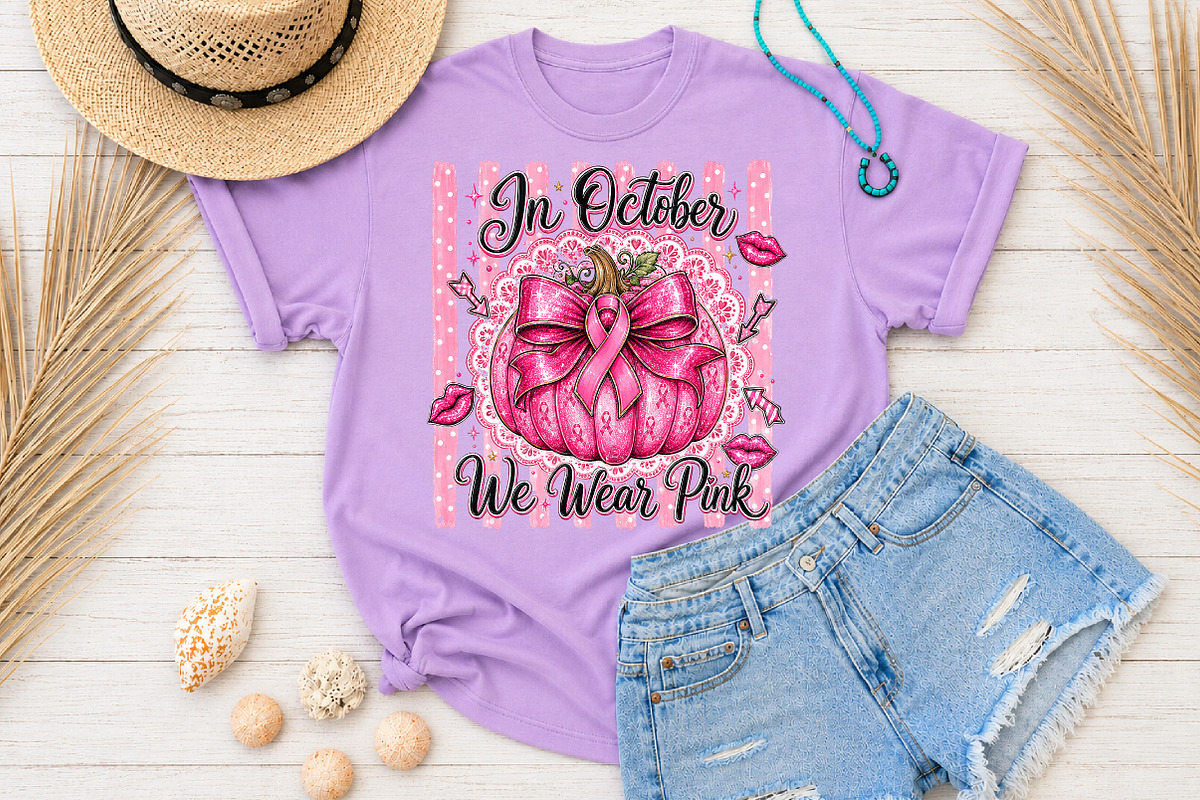 In October We Wear Breast Cancer PNG, a Seasonal Illustration by Rose Art (Photo 4 of 4)