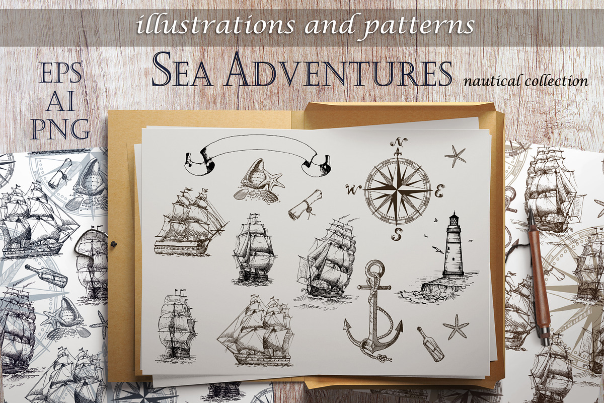 Sea Adventures Collection, a Wallpaper Graphic by Fortuna Venit (Photo 1 of 5)