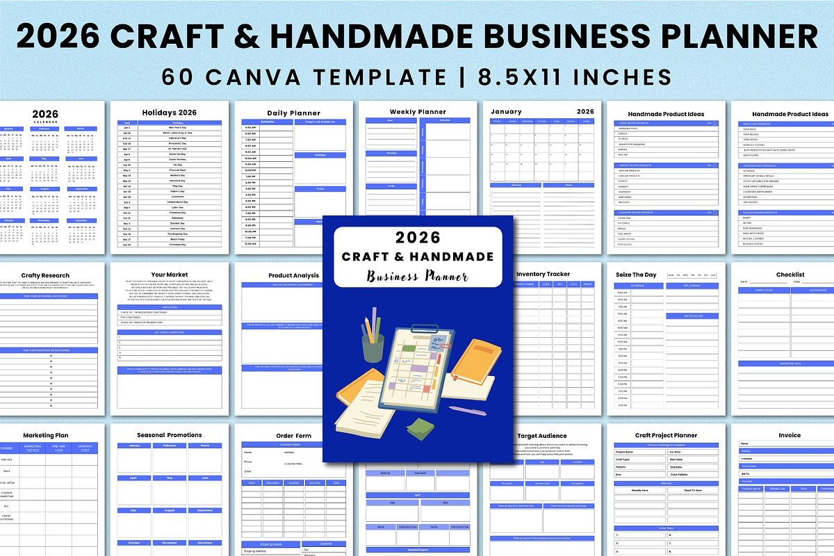 2026 Craft&Handmade Business Planner, a Stationery Template by Shumaya (Photo 1 of 6)