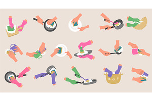 Washing dishes. Holding in hands, an Illustration by Onyx