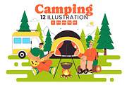10 Summer Camping Illustration, a Seasonal Illustration by denayunebgt (Thumbnail 1 of 4)