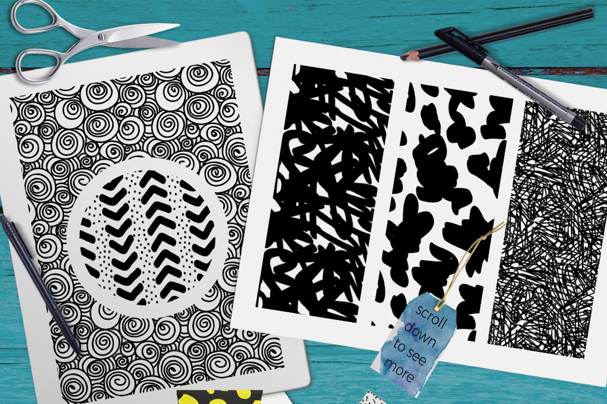 Hand Drawn Doodle Patterns Set, a Pattern Graphic by WBS Design (Photo 2 of 2)