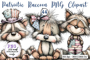 Patriotic Raccoon PNG Clipart, a Seasonal Illustration by CreationArt