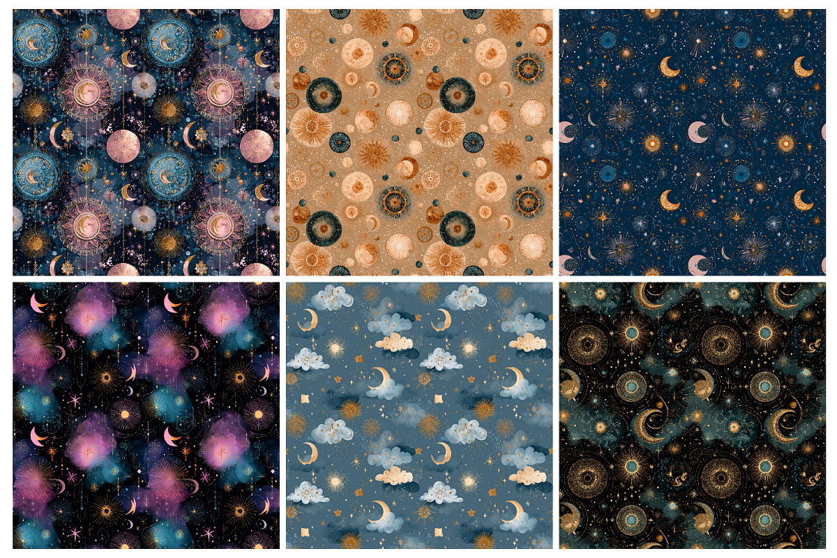 Whimsical Celestial Digital Paper, an Illustration by Daily.Designs (Photo 4 of 5)