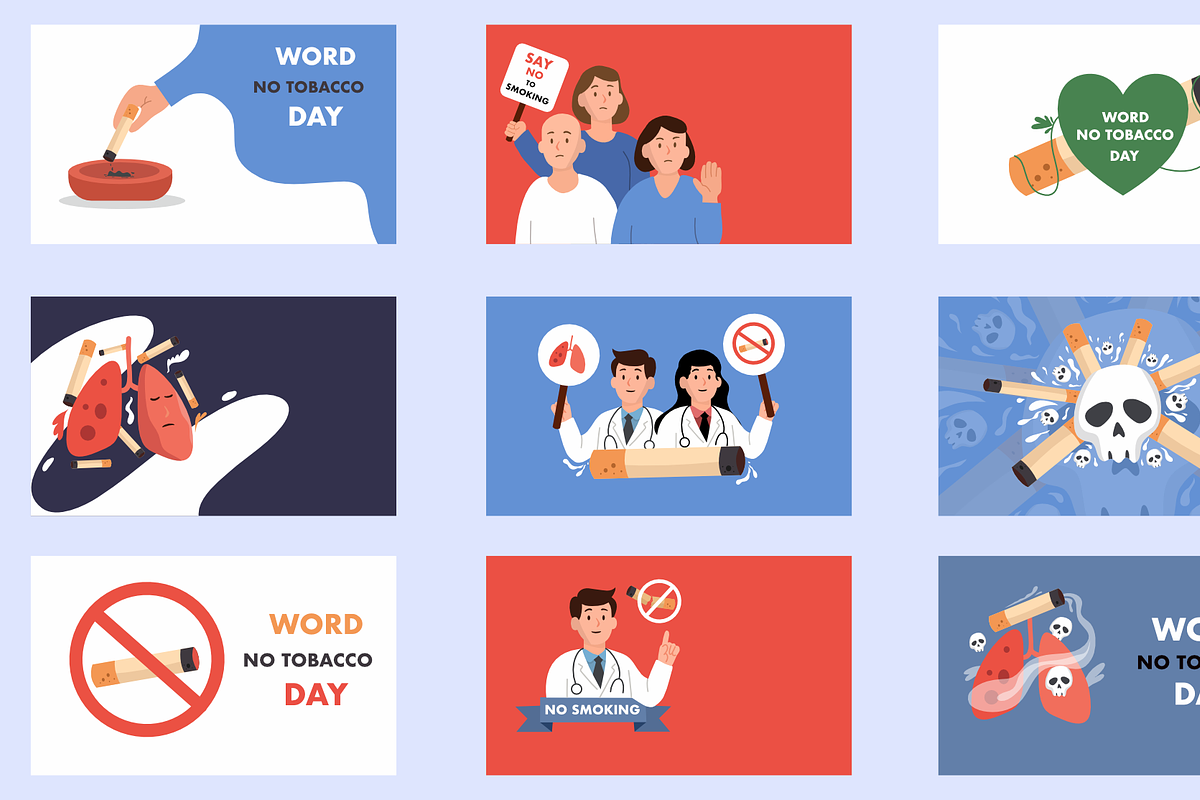 no tobacco day background 33 set, an Education Illustration by foxndeer (Photo 3 of 5)