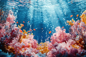 Colorful coral reef teeming with life in a vibrant underwater environment, a Nature Photo by AlyaAnd