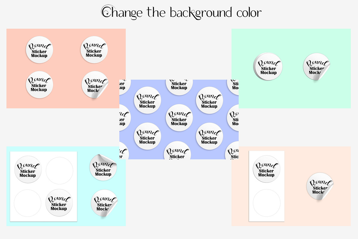 Round Sticker mockup bundle, a Print Template by MockupMarket (Photo 2 of 7)