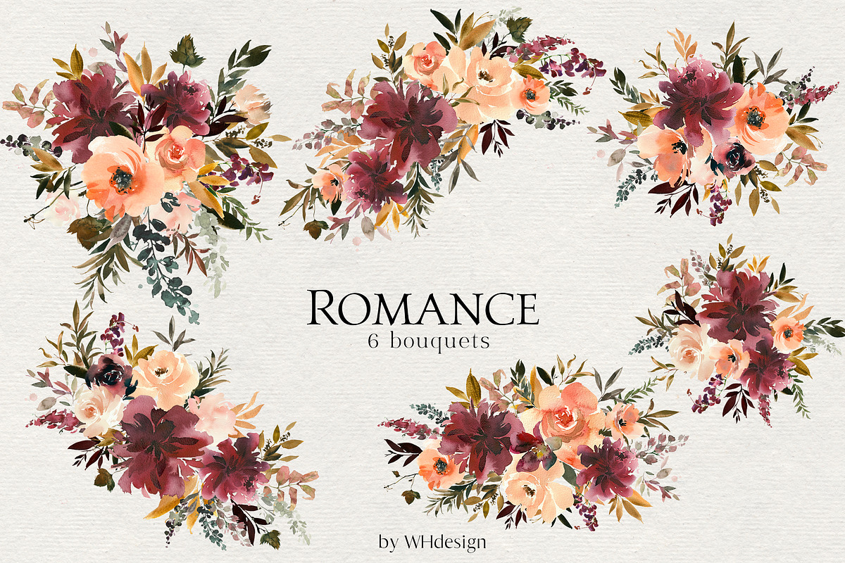 Romance Floral Clip Art Collection, a Decorative Illustration by whiteheartdesign (Photo 2 of 8)