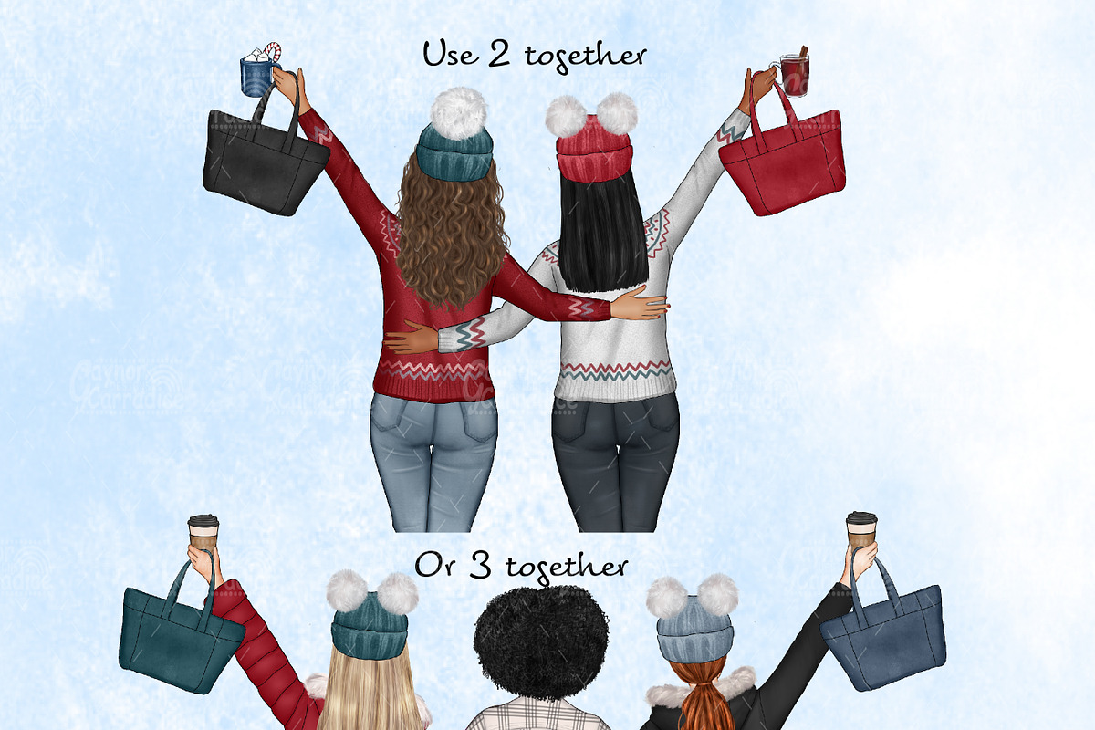 Winter Besties Portrait Creator, an Illustration by Gaynor Carradice Designs (Photo 5 of 6)