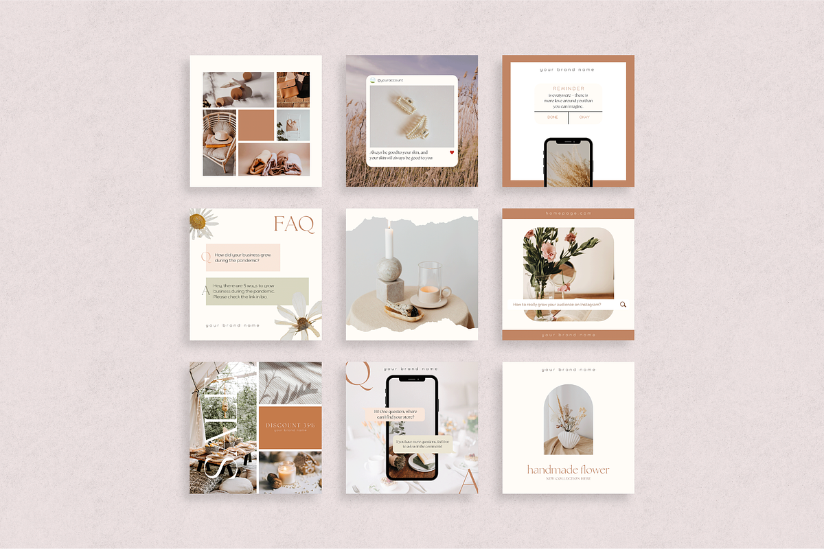 Boho Instagram Post Template Canva, a Social Media Template by Hellohastore (Photo 5 of 8)