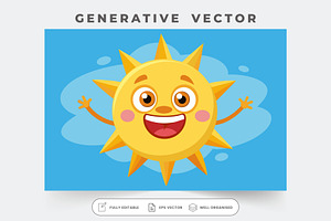 A joyful cartoon sun with a big smil, a Graphic by Iftikhar Alam