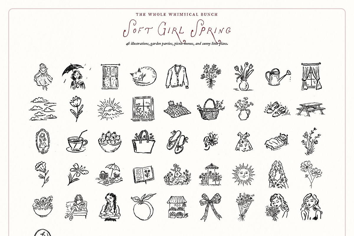 Spring Floral Doodle Line Art Bundle, an Object Illustration by The October Creative (Photo 8 of 13)