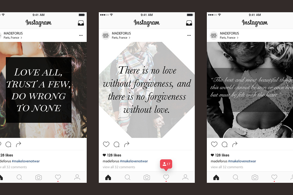 30 Love Quote Instagram Pack, a Social Media Template by Uno Bello Design Studio (Photo 5 of 6)